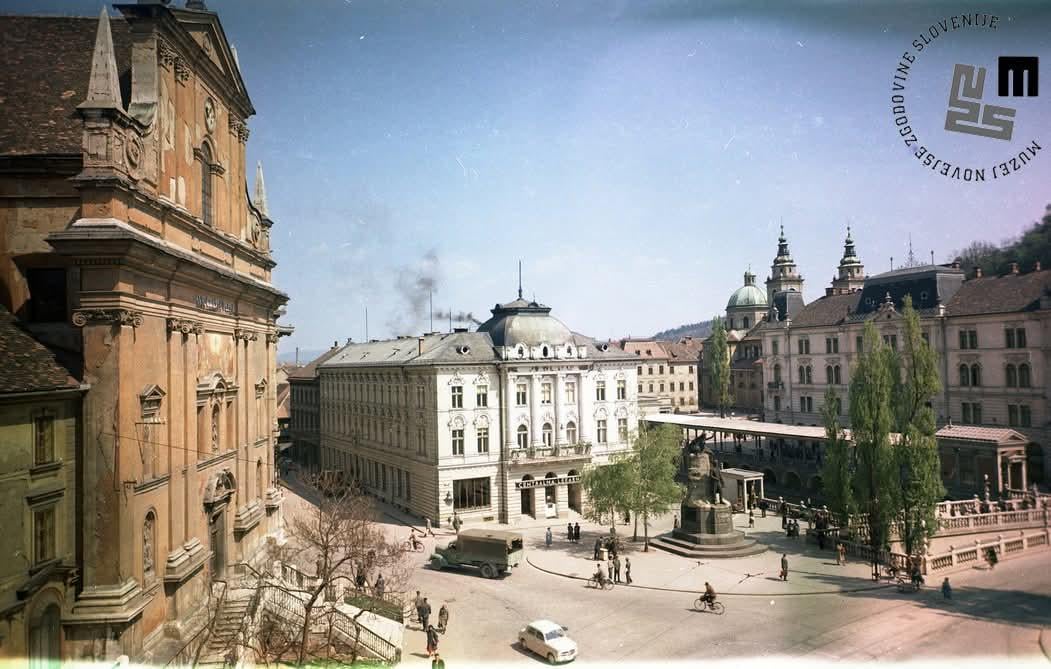 Prešernov trg leta 1960. Foto: Jože Mally