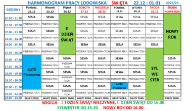Grafik lodowiska w okresie świątecznym