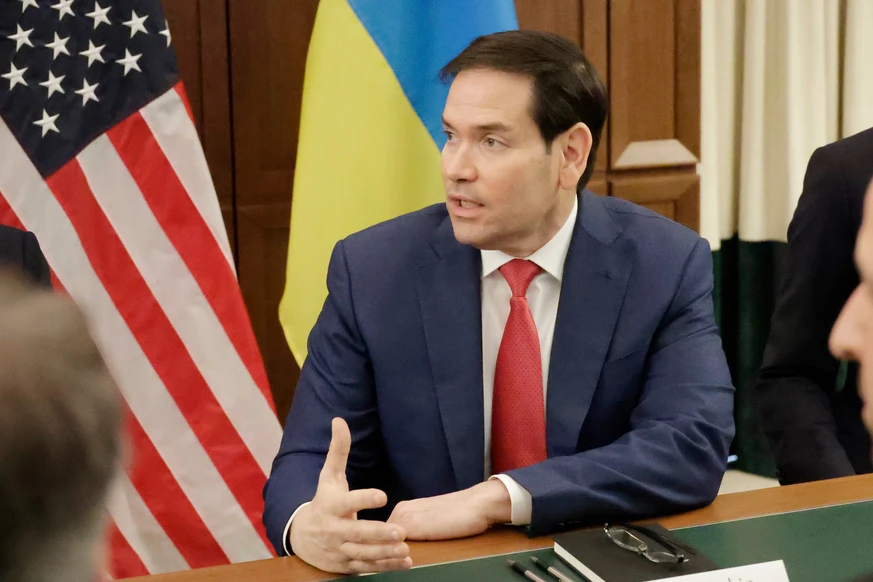 Secretary of State Marco Rubio speaks during a meeting with Ukrainian officials Sunday, Nov. 30, 2025, in Hallandale Beach, Fla. (AP Photo/Terry Renna)
Marco Rubio