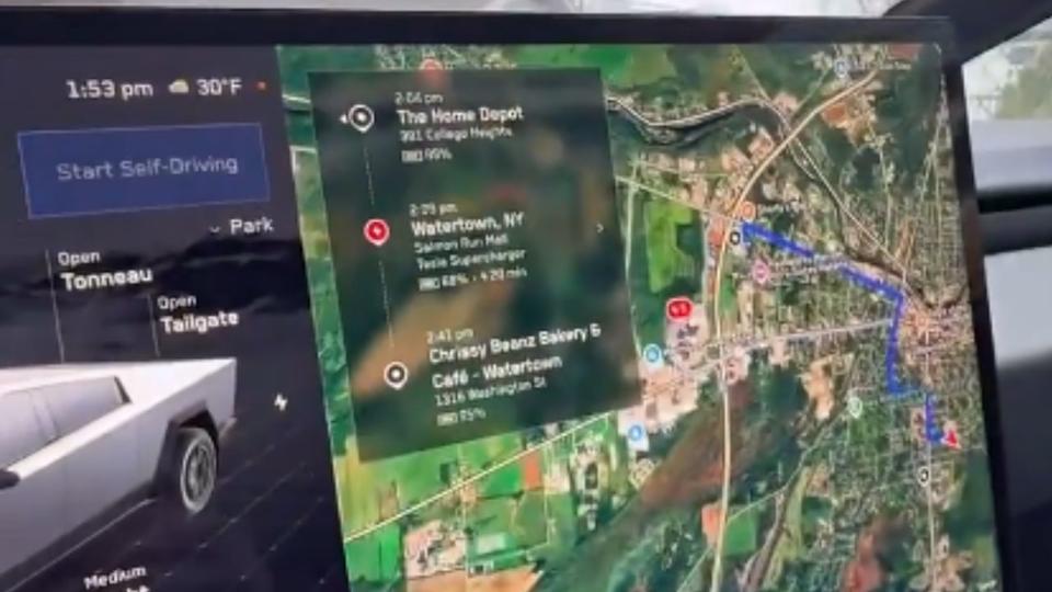 Tesla Cybertruck infotainment system.