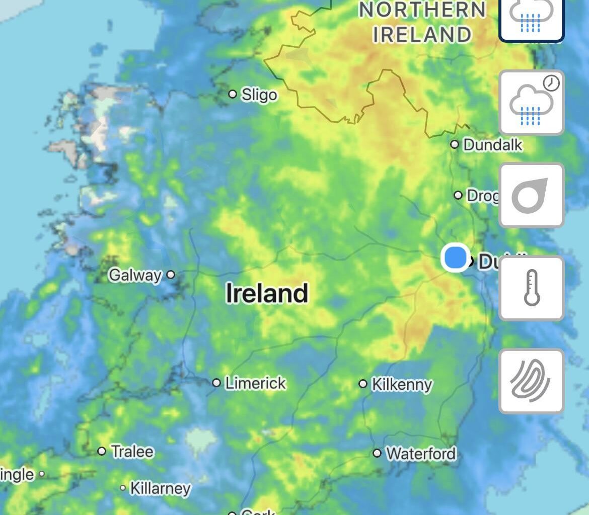 It’s raining in 99% of Ireland right now