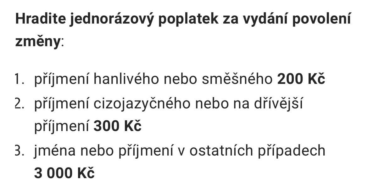 Změna jména a příjmení