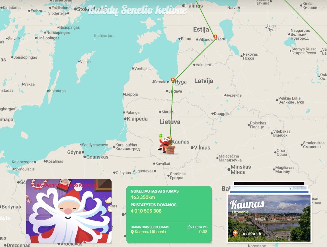 „Kalėdų Senelis prasuko pro Lietuvą“ – žemėlapiai rodo skirtingus laikus