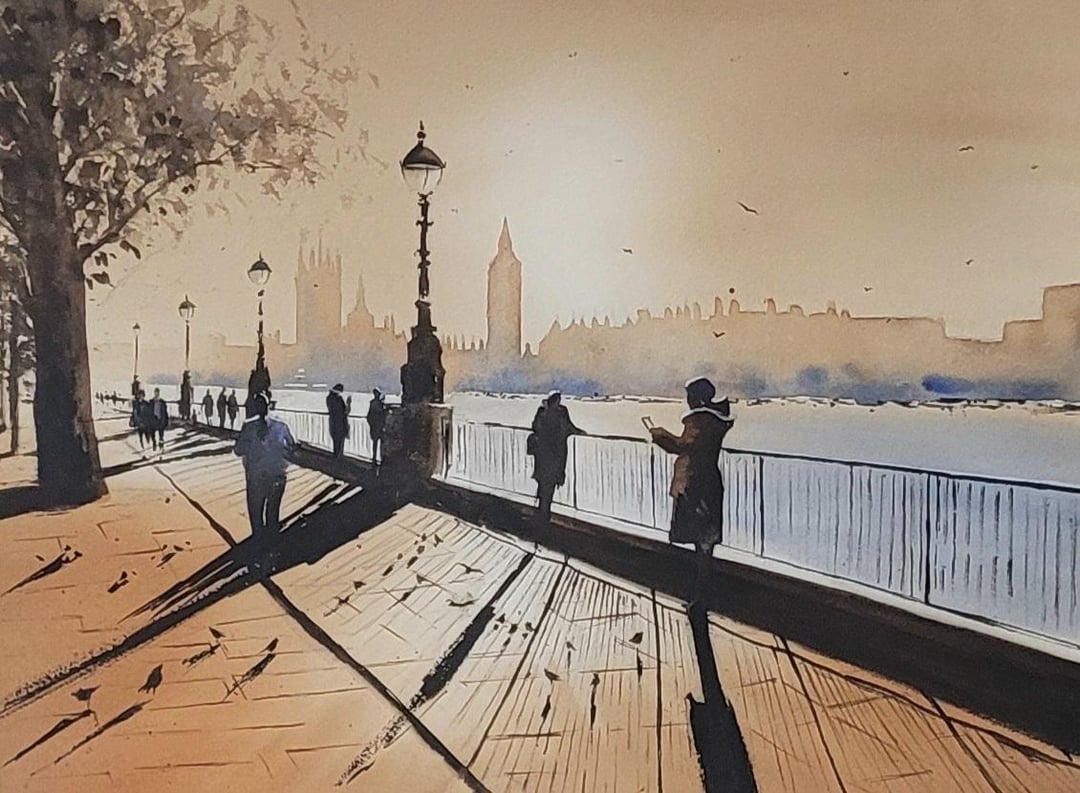Watercolor London painting by me.
