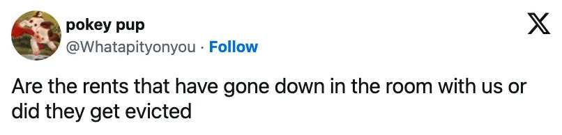 Tweet asking if reduced rents are present or have been evicted