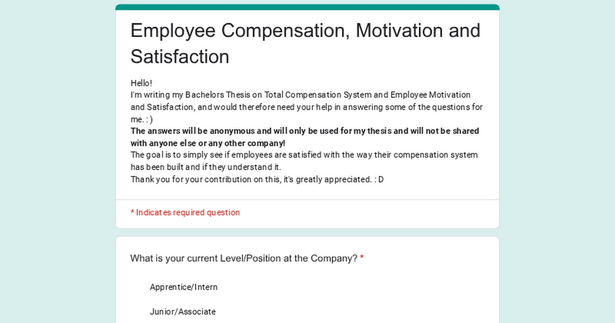 Lõputöö küsimustik kontoritöölistele