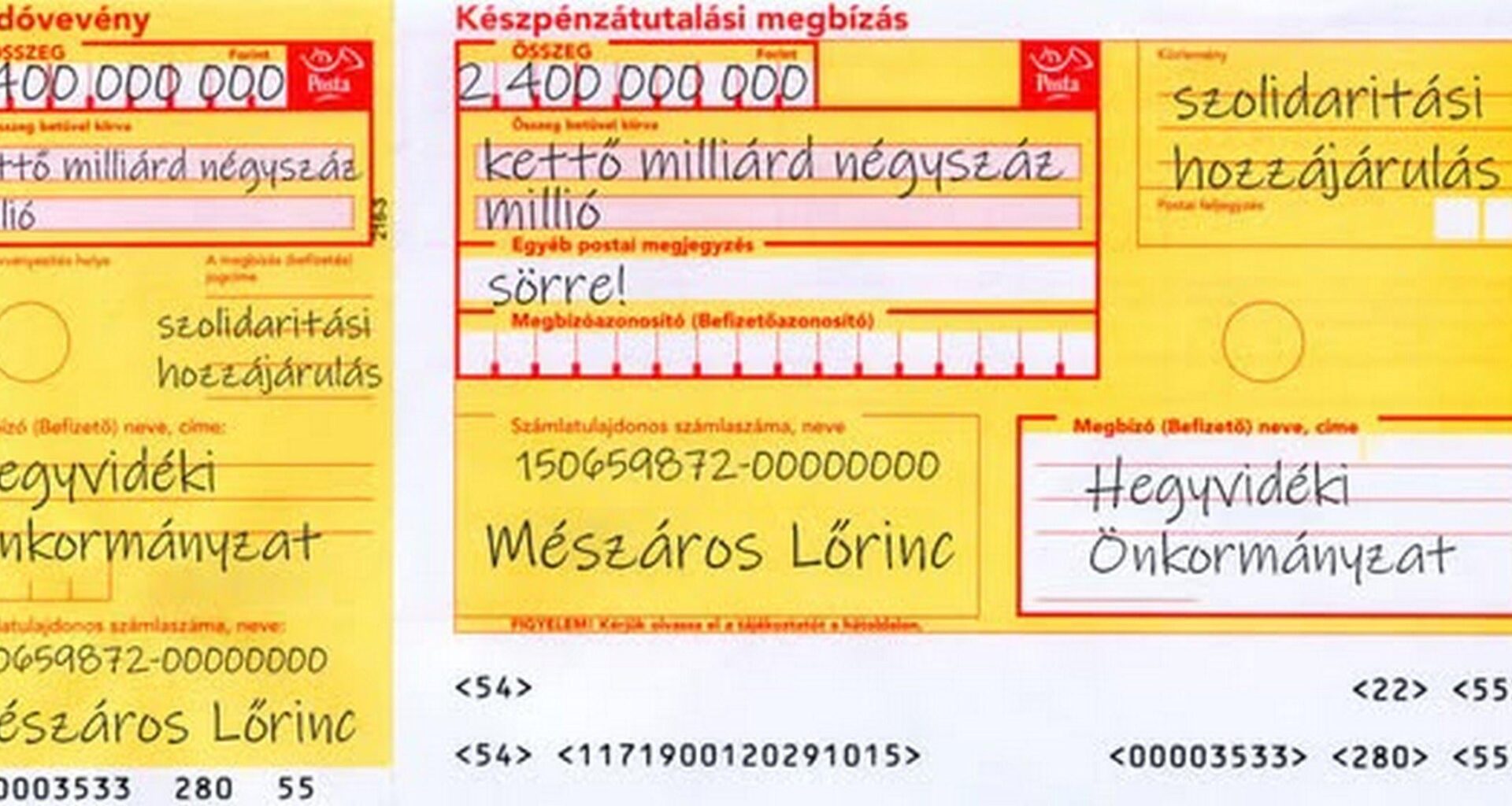 Kovács Gergely egyenesen Mészáros Lőrincnek küldené a XII. kerület szolidaritási adóját - egy sárga postai csekken, sörre