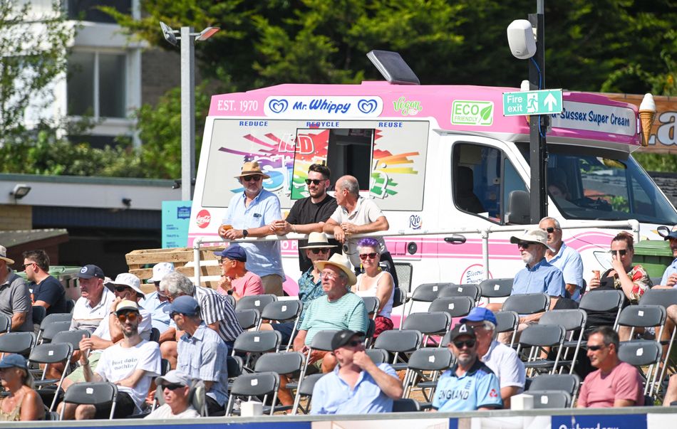 A Mr Whippy van at the Metro Bank One-Day Cup cricket match in Hove. Image: Simon Dack / Telephoto Images / Alamy