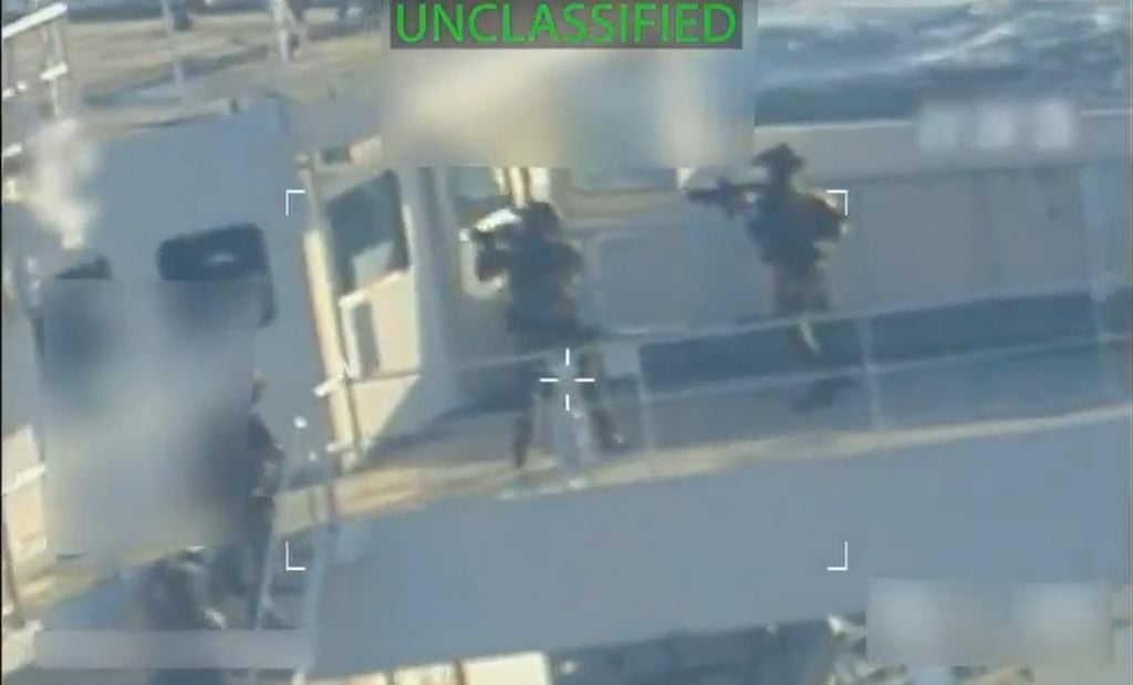 This screen grab from video shows the US seizing a sanctioned oil tanker off Venezuela earlier this month, escalating tensions with Caracas. Photo: X/US Attorney General Pam Bondi/AFP