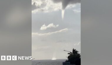 A waterspout over the sea in Cyprus