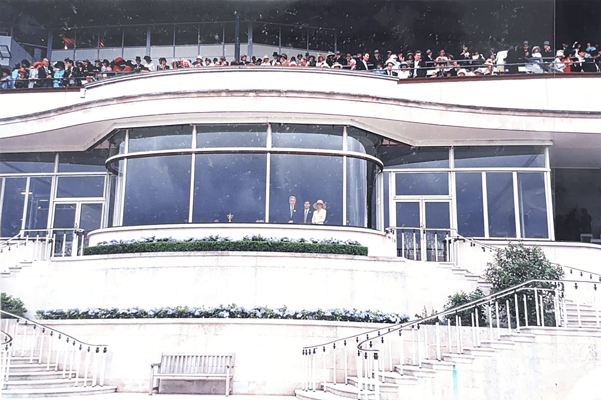 Epstein, Andrew and Maxwell pictured in the royal box at Ascot