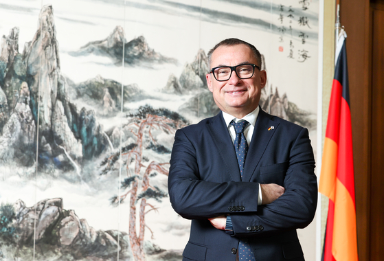 Joachim Nagel, president of the Deutsche Bundesbank and a member of the Governing Council of the European Central Bank, poses for a photo ahead of an interview with the Korea JoongAng Daily and the JoongAng Ilbo held in the Bank of Korea in central Seoul on Dec. 2. [WOO SANG-JO]