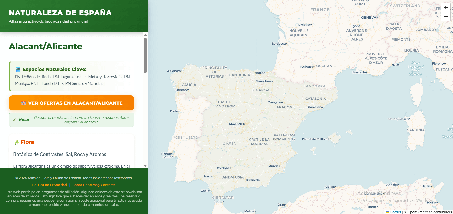 He creado un Atlas de la Flora y Fauna de las provincias españolas