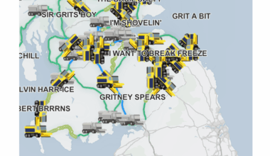 One poor gritter has been separated from the flock.