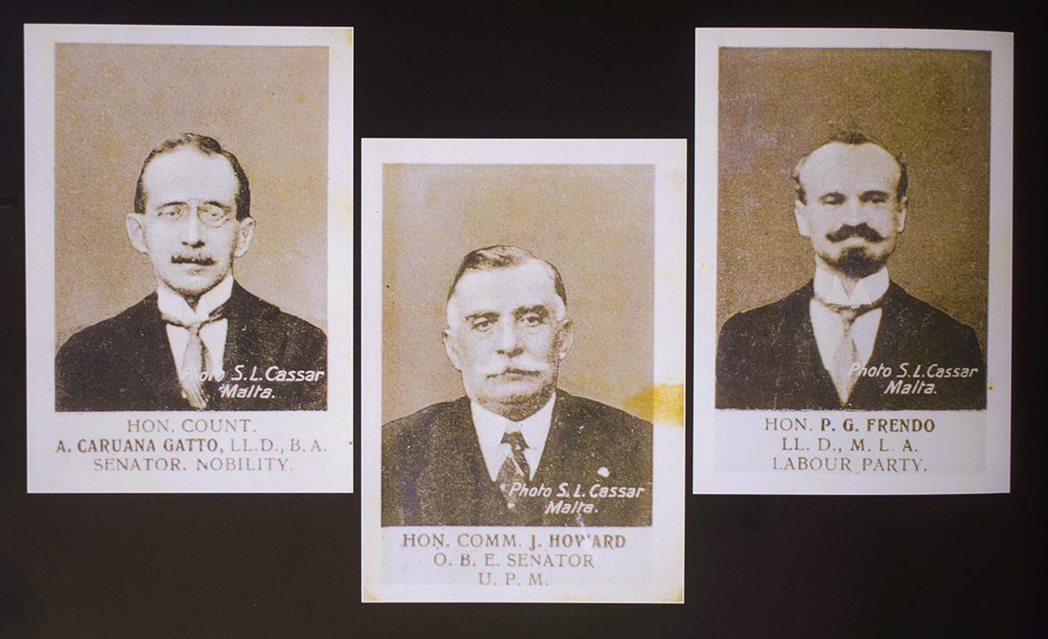 Three prominent 1927 politicians from the Black Spot set. Photographs by Salvatore Lorenzo Cassar.