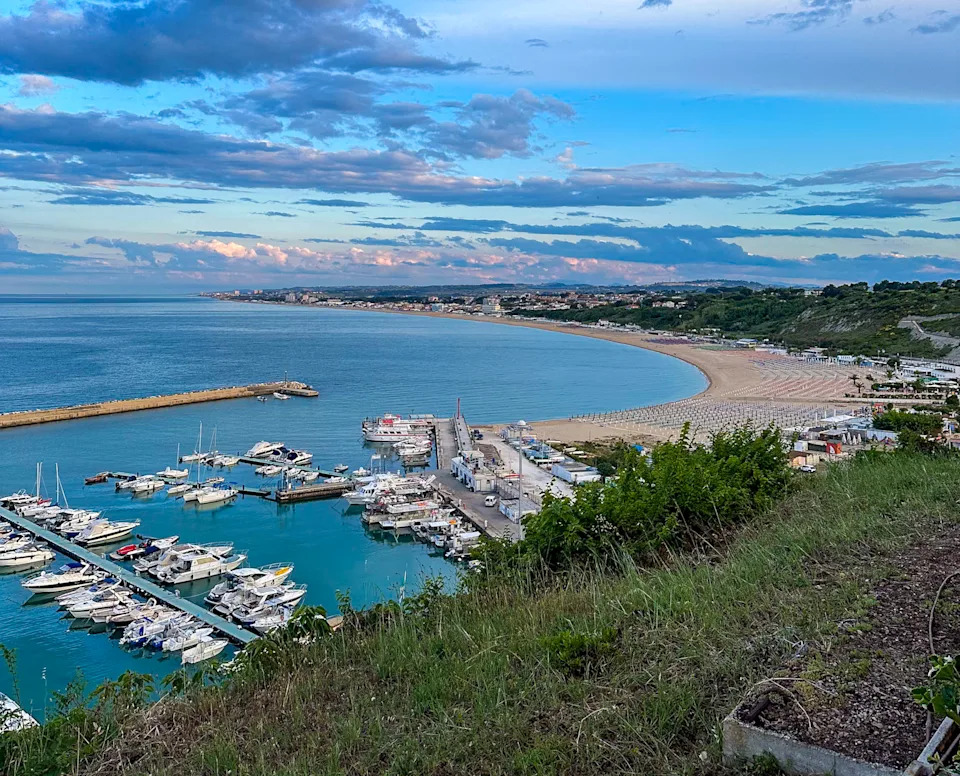 Beach with boats in Marche, Italy
