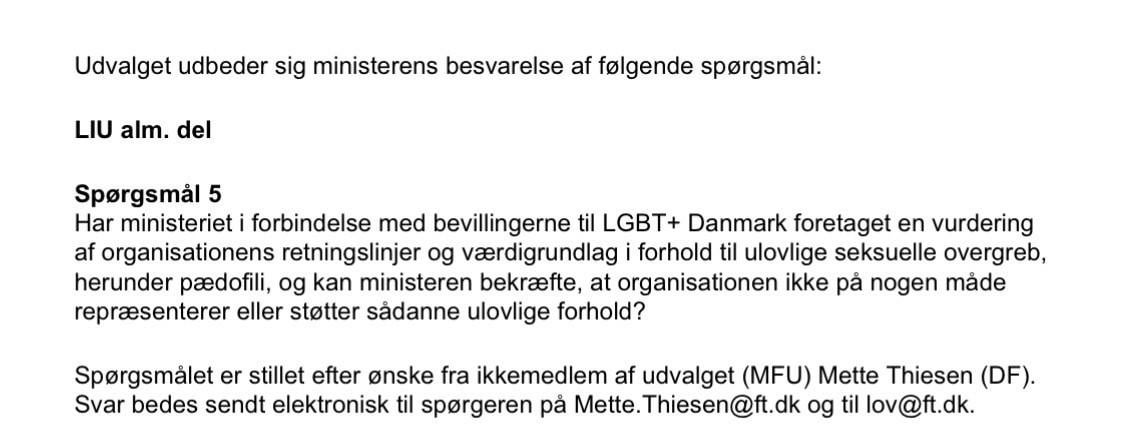 Mette Thisen(DF) sætter forbindelse mellem foreningen LGBT+  og pædofili.
