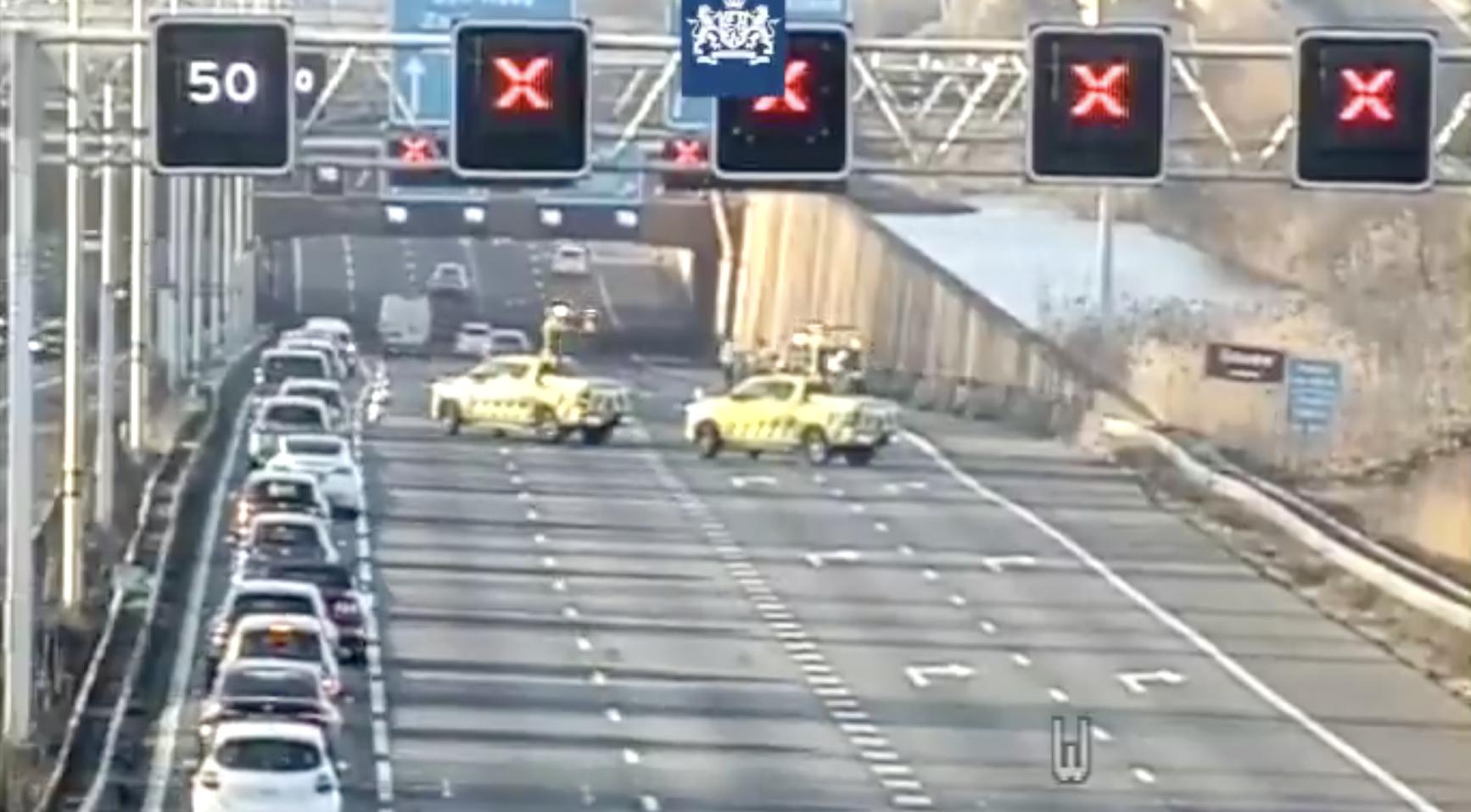 Icy conditions in tunnels causing road closures and lane reductions