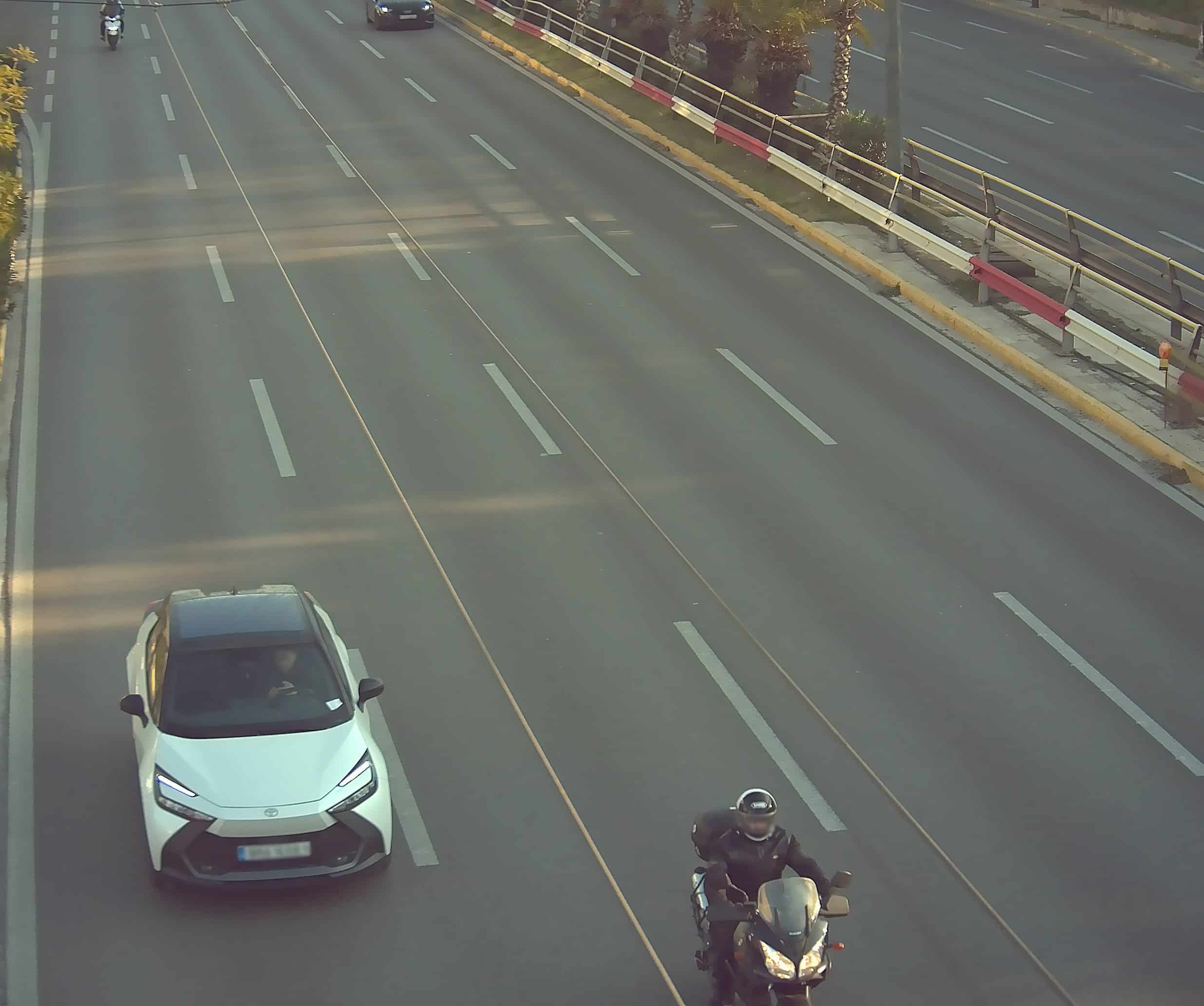 Shot from an AI camera on a Greek road