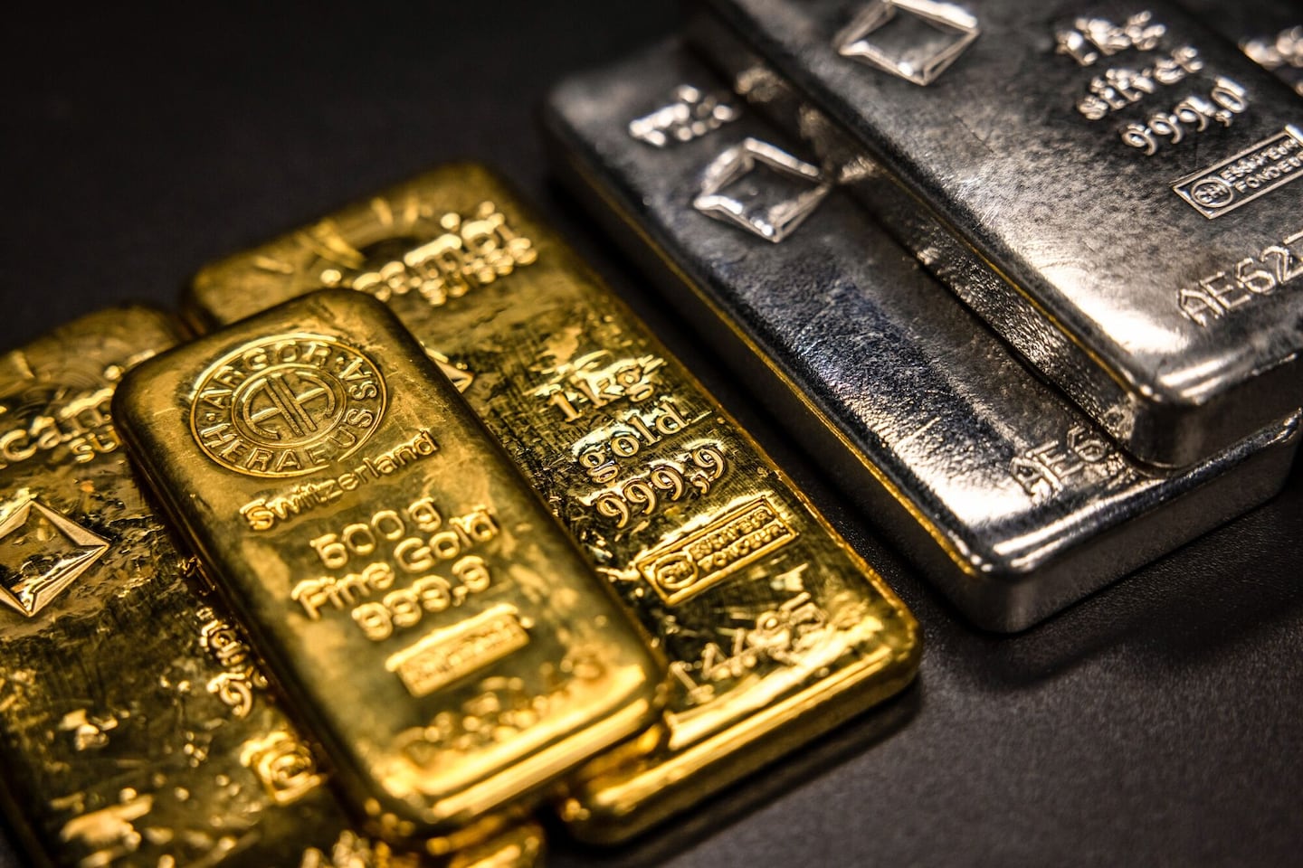Gold and silver bars.