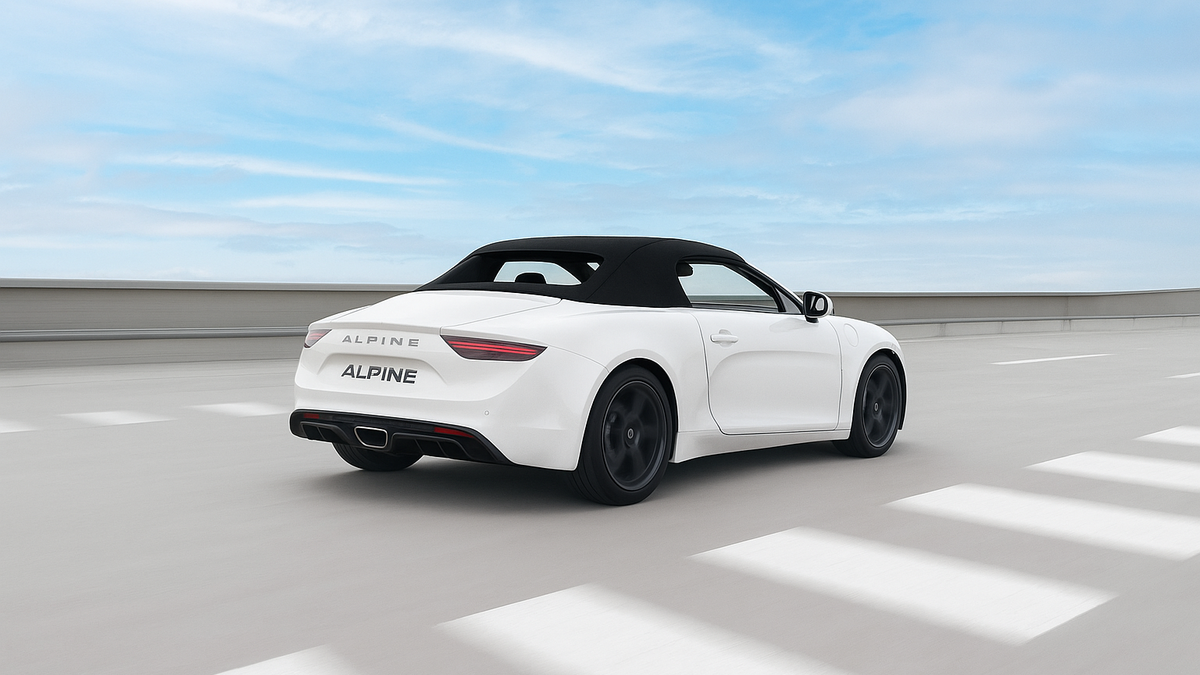 Zo zou de Alpine A110 cabrio er volgens AI uit komen te zien.