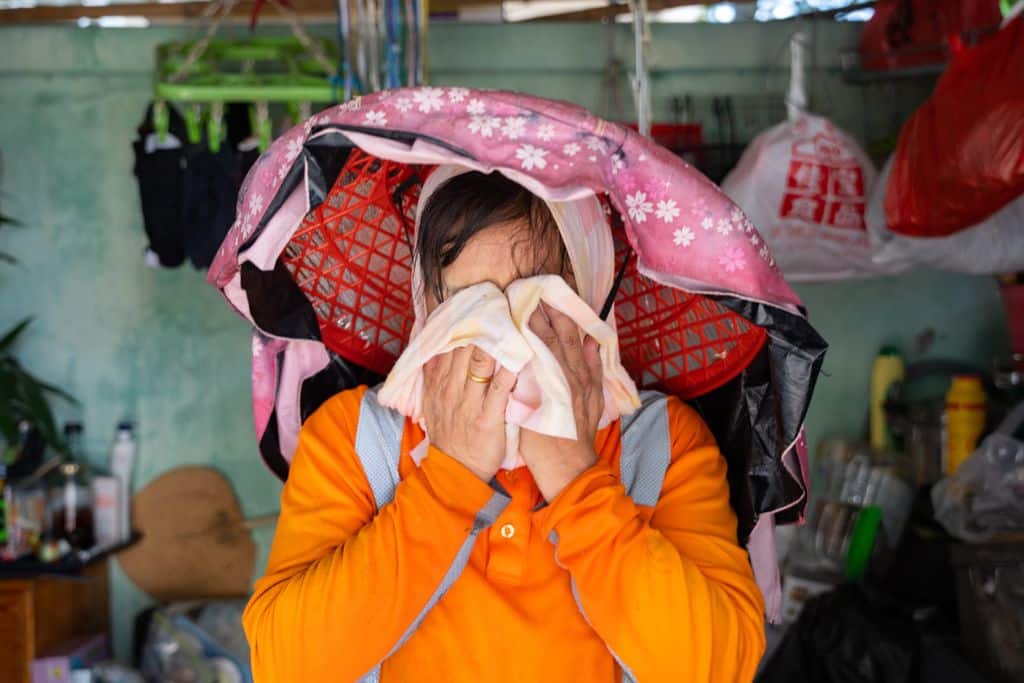 A street cleaner in Hong Kong.