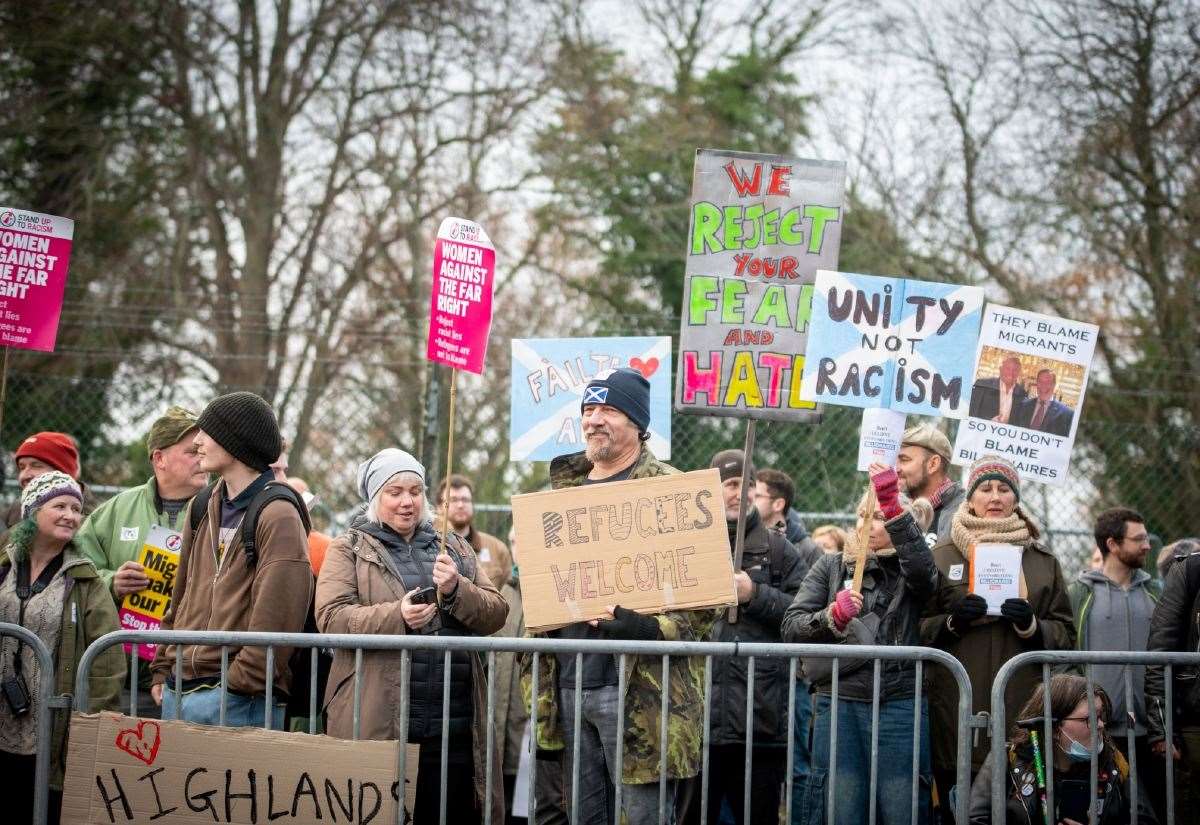 Inverness asylum protesters and counter demonstrators face off again over Cameron Barracks plan
