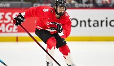 Gavin McKenna scores first tournament goal as Canada leads Denmark