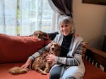 FILE - Cam Goldman with her rescue dogs at her home in Bellingham, Wash. Courtesy of KUOW.