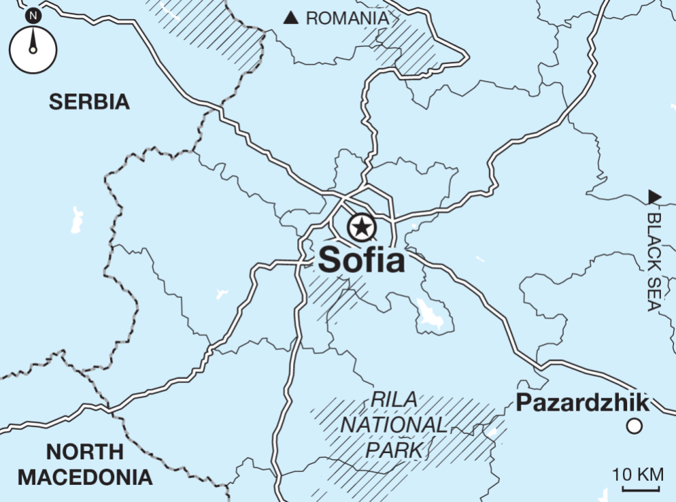 Illustration showing location of Sofia