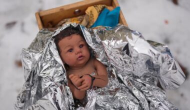 Church nativity scenes add zip ties, gas masks and ICE to protest immigration raids