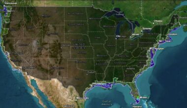 National Oceanic and Atmospheric Administration map lays bare US cities at risk if sea levels rise 10 feet