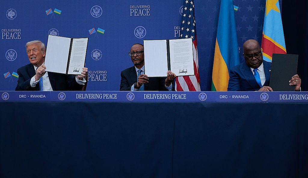 Donald Trump, Rwandan President Paul Kagame, Democratic Republic of Congo President Felix Tshisekedi, theGrio.com