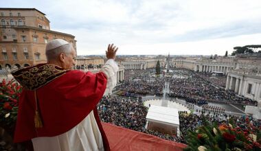 Pope Leo gave his first Christmas address before thousands of faithful at the Vatican and continued his message of peace, compassion, and Christ-like faith. (Simone Risoluti - Vatican Media via Vatican Pool / Getty Images)
