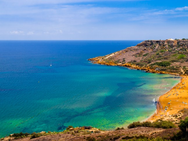 View of Ramla Bay, Gozo, Malta.
