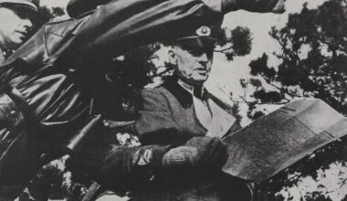 Field Marshal Karl von Rundstedt at an observation post on the Western Front in France, during the Second World War.