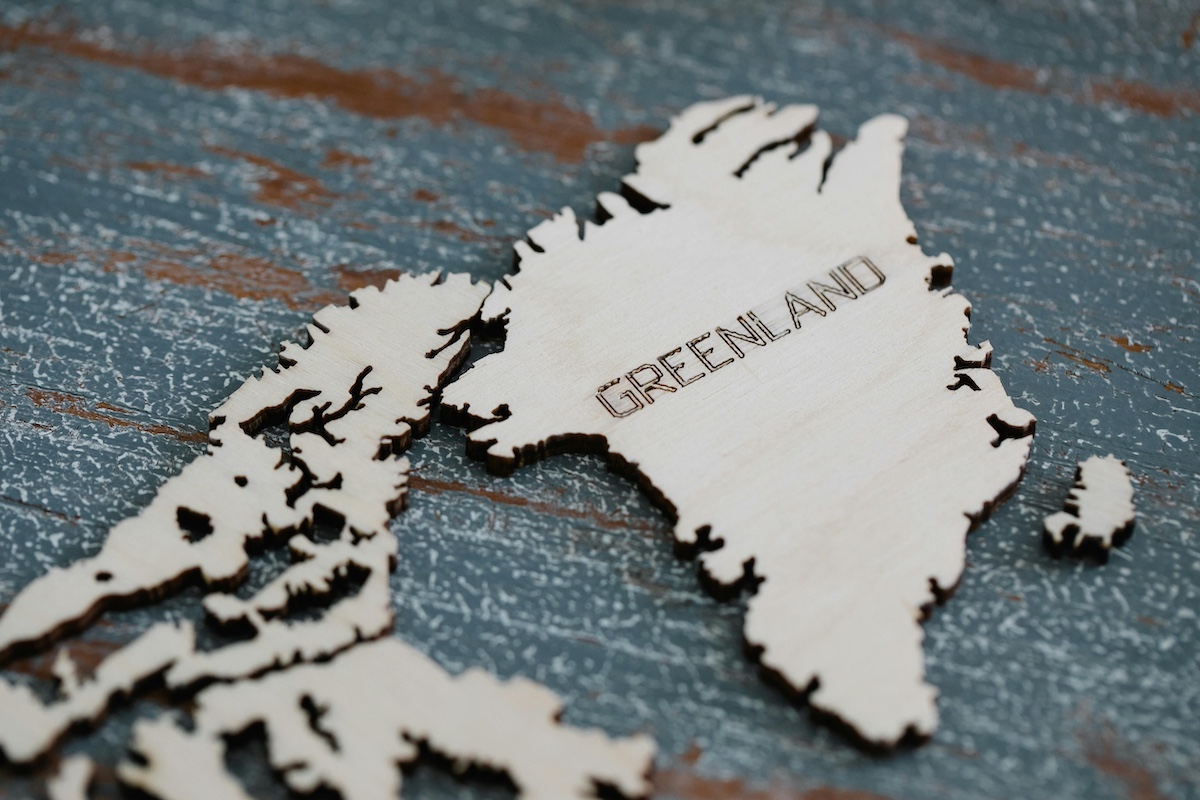 A wooden map of Greenland