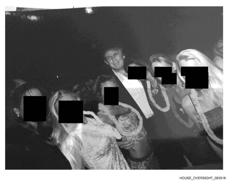 Trump with women whose face has been censored