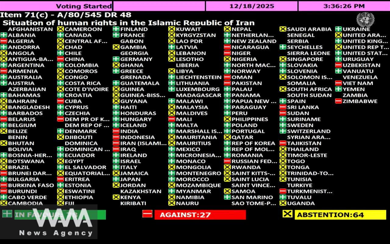 Canada’s Iran Human Rights Resolution. Social media / WANA News Agency