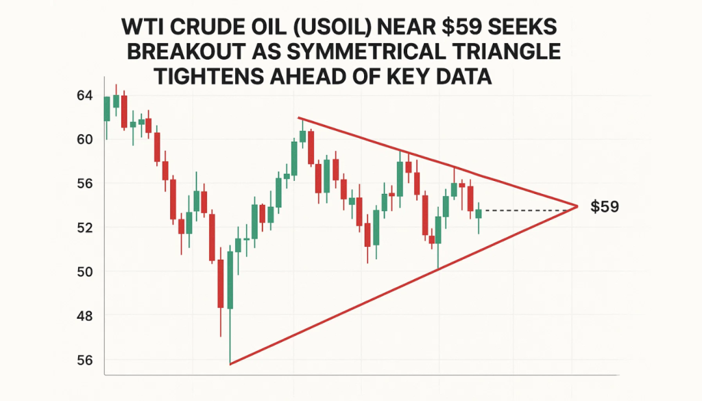 WTI Crude Oil (USOIL) Near $59 Seeks Breakout as Symmetrical Triangle Tightens Ahead of Key Data