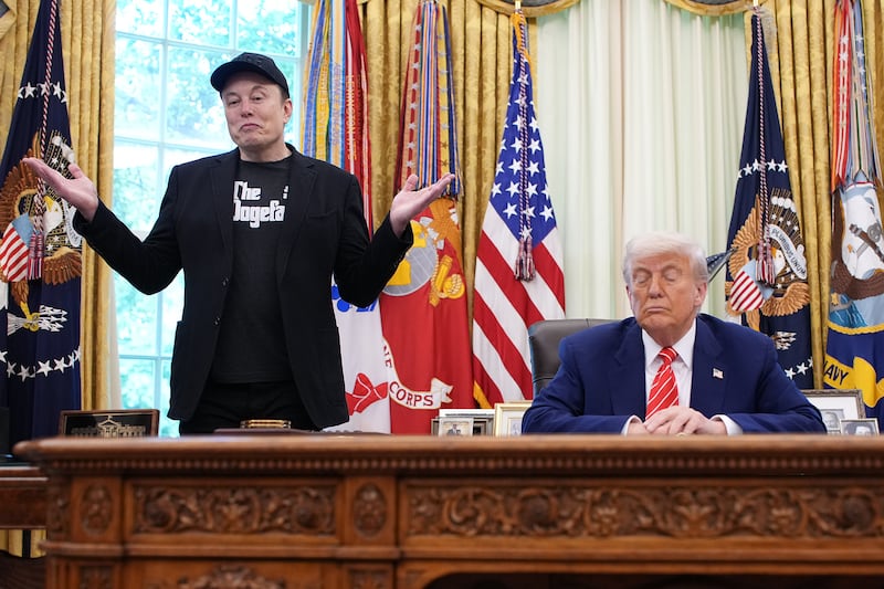 Elon Musk speaks alongside U.S. President Donald Trump to reporters in the Oval Office of the White House on May 30, 2025 in Washington, DC.