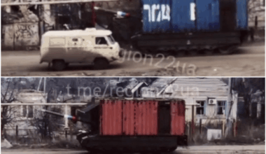 Russians Install Sea Containers on Tanks