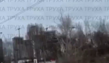 Shahed crashes into power lines during today's russian terrorist attack on Kyiv