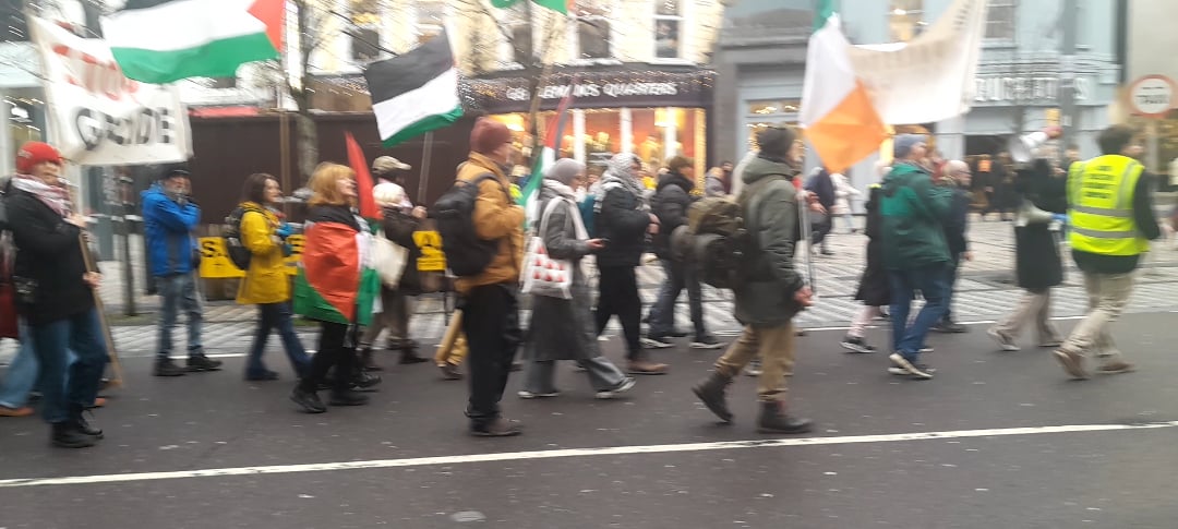 Huge Palestine protest on Saint Patrick's Street in Cork