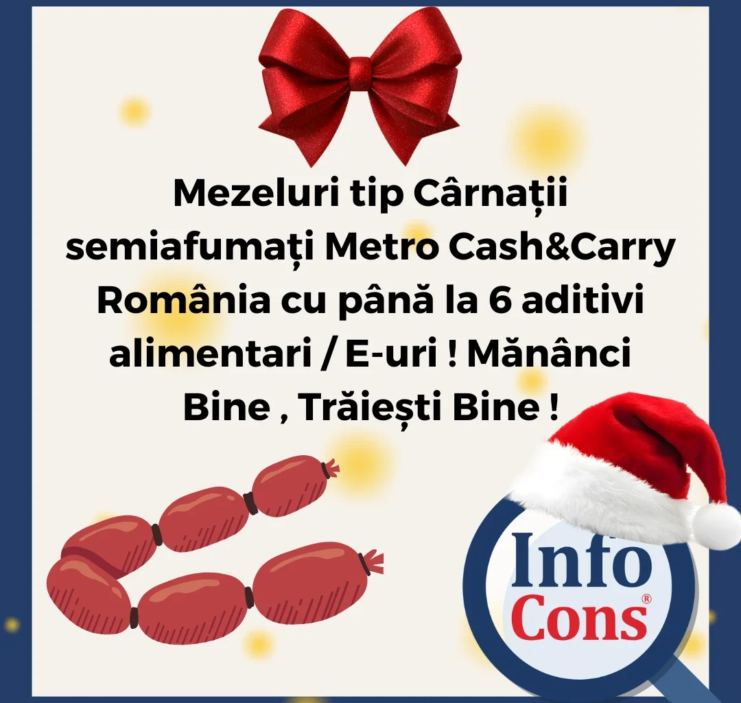 Mezeluri tip Cârnații semiafumați Metro Cash&Carry România cu până la 6 aditivi alimentari / E-uri ! Mănânci Bine , Trăiești Bine !