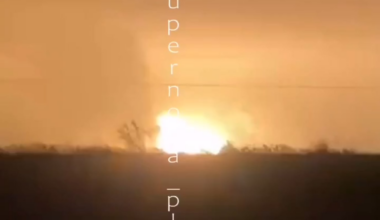 Krasnodar Krai, Russia. Preliminarily, in Temryuk, the gas terminal is burning near the port after an attack. 05.12.2025