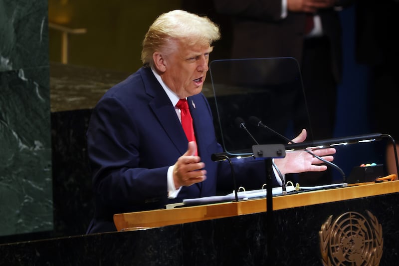 President Donald Trump characterised the UN support system for displaced people as financing and creating an “invasion” of the US. Photograph: Spencer Platt/Getty Images