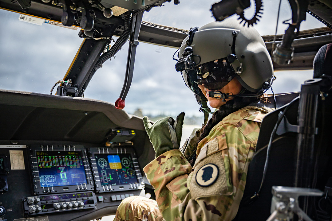 A photo of a female Cal Guard pilot