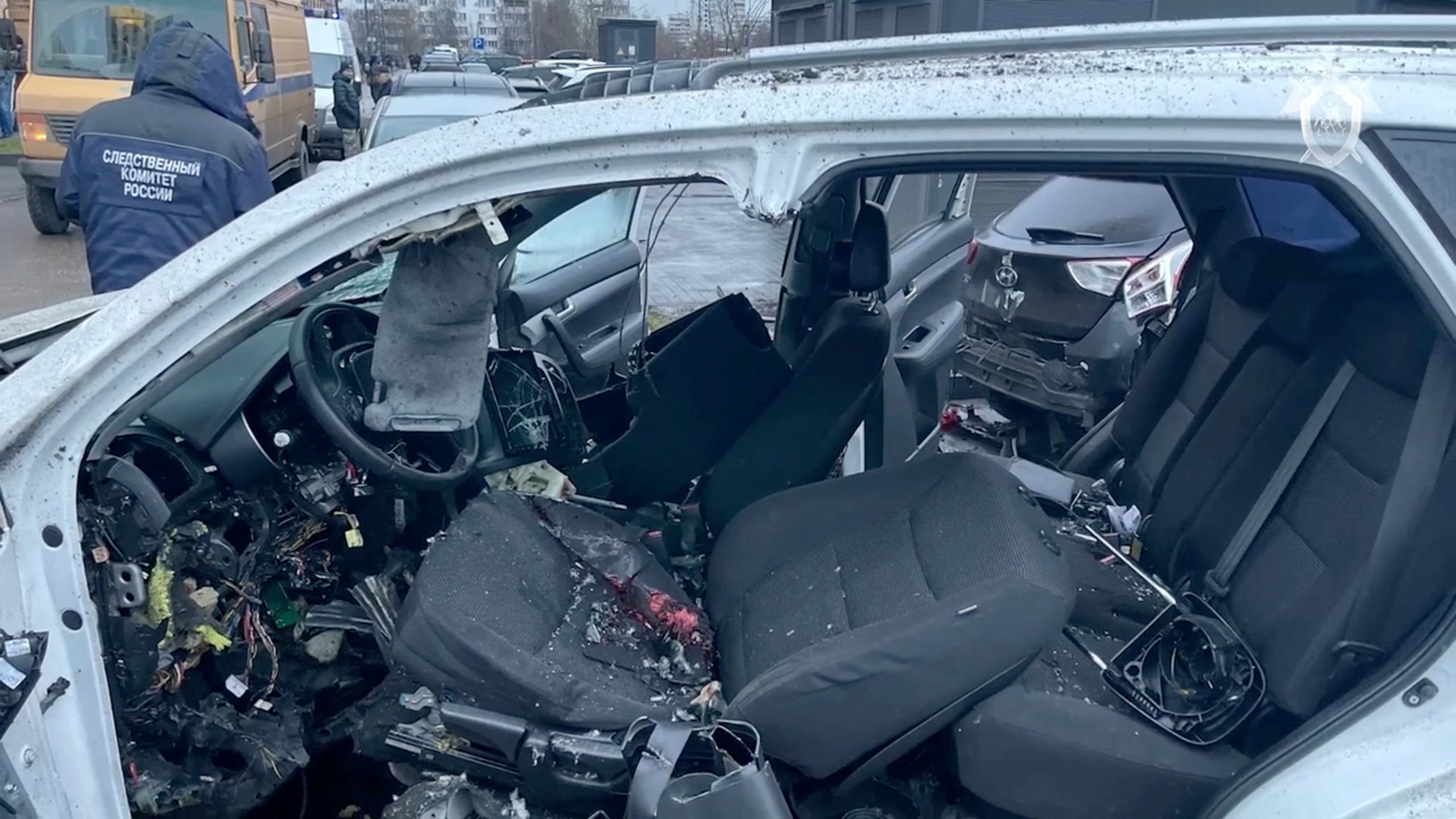 Visuals from inside the car which was being driven by Fanil Sarvarov