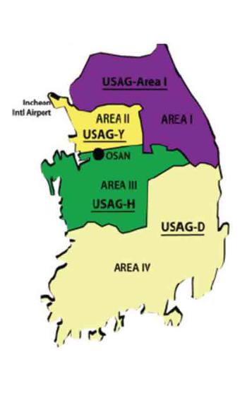 South Korea map of U.S. Army Garrison jurisdictions
